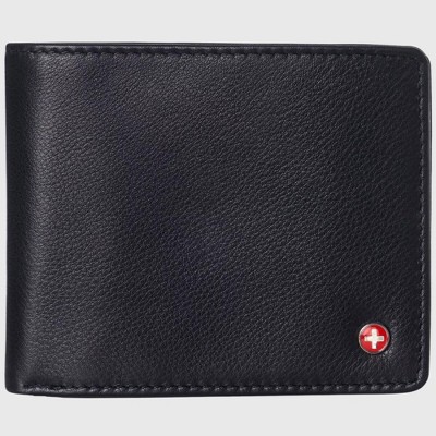 Alpine Swiss Mens Wallet for Men RFID Protected Leather Mens Wallet Spencer Bifold Divided Bill Section Gift Box 2 ID Windows 14 Card Storage Pockets