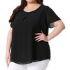 Agnes Orinda Women's Plus Size Chiffon 2-Layered Ruffle Short Sleeve Round Neck Top - 2 of 4