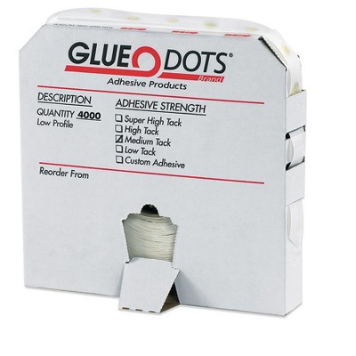 Glue Dots Dot Shot Medium Tack Low Profile 1/2" Clear 1500/Roll GD102R