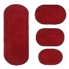 Double Ruffle Bathroom Rugs Set, Washable Rug, Extra Soft and Absorbent bath Rug, Kitchen Mat, Bath Mat Set,Non-Slip, 4 Pcs Set with Runner, Red - 2 of 4