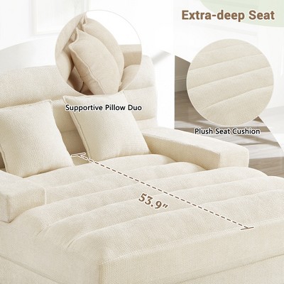 Extra-deep seat with pillow duo and plush seat cushion