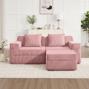 VASIP  Modular Boneless Cloud Sectional Sofa Loveseat | 2-Seat with Deep Seat and Pillows,Modern Corduroy Fabric for Living Room,Pink - 1 of 4