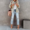Women's Long Sleeve Fall Casual Retro Street Style Denim Jacket Lapel Collar Button Down Oversize Shirt Outwear with Pockets - 3 of 4