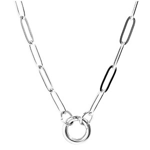 Paperclip Link Circle Charm Holder Necklace for Women Stainless Steel 18"-20" Ginger Lyne Collection - 1 of 4