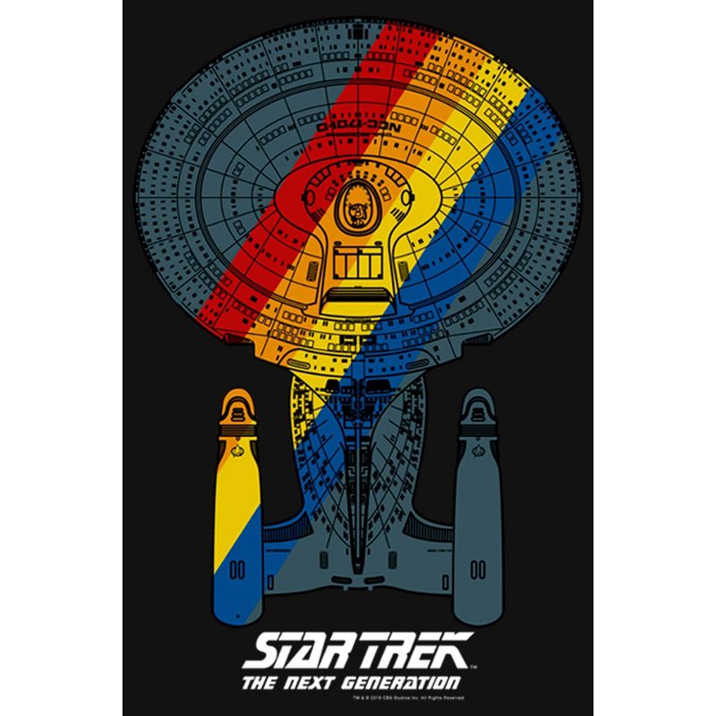 Girl's Star Trek: The Next Generation USS Enterprise Rainbow Streak T-Shirt, 2 of 5