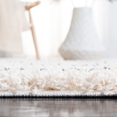 Ivory Square Hand-Knotted Easy-Care Shag Rug