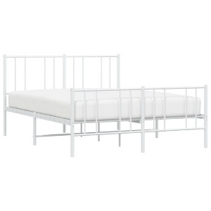 vidaXL Robust Steel Bed Frame with Headboard, Footboard and Under-Bed Storage Space - Classic White Powder-Coated Steel Construction - 1 of 4