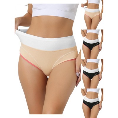 Allegra K Women's Soft High Waist Stretch Breathable Tummy Control Cotton Briefs Multicolored