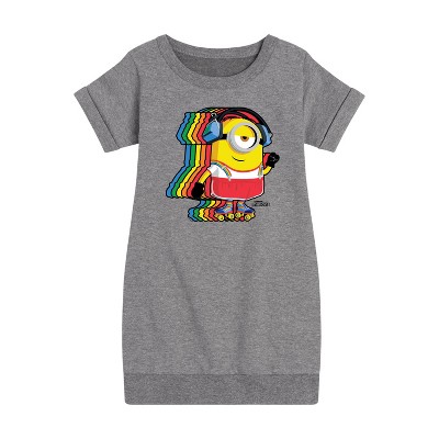- Despicable Me Minions - Retro Rainbow Skater Graphic Short Sleeve Fleece Dress