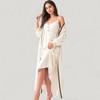 Anna-Kaci Lounge Women's Two-Piece Lounge Nightdress Set with Scoop Neck Button Front and Longline Open Robe - 2 of 4