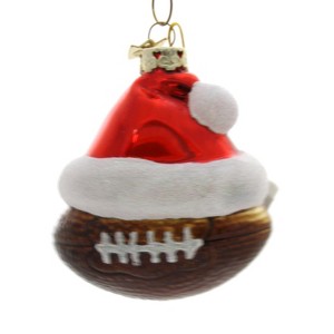 Noble Gems 3.5 Inch Santa Hat Sport Ball Noble Gem Hand Crafted Christmas Tree Ornaments - 1 of 3