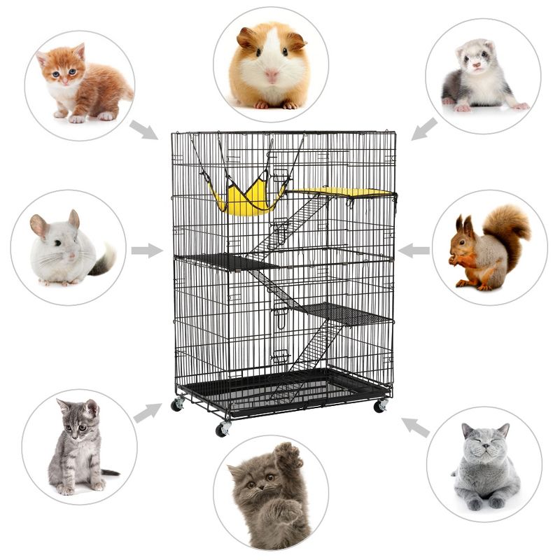 Yaheetech 4 Tiers Rolling Metal Cat Cage on Wheels Black, 4 of 10