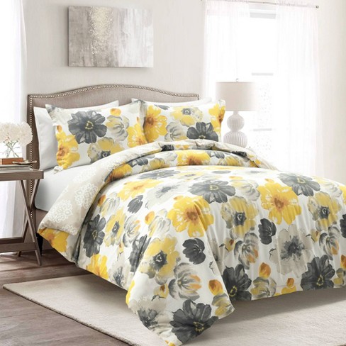 Yellow and deals grey duvet cover