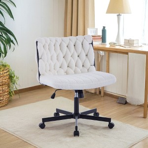 Desk Chair, Criss Cross Chair with Rocking Function & Adjustable Height, Comfy Swivel Armless Chair, 300lbs Capacity Cross Legged Rolling Chair - 1 of 4