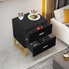NicBex 19.69"Nightstand with 2 Drawers and Metal Legs,Bedside Cabinet with Wooden Top for Bedroom,Living Room - 4 of 4