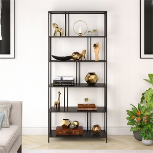76" 5-Tier Metal Black and Bronze Bookcase - Henn&Hart - 1 of 4