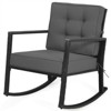 Outdoor Rattan Rocking Chair with Cushion - WELLFOR
 - 3 of 4