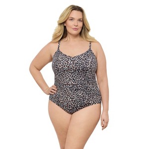 Aqua Green, Women's Princess Seam Shirred One Piece - 1 of 3