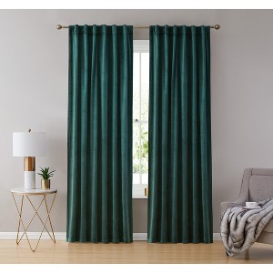 HLC.ME Lopez Velvet Premium Soft Light Filtering Back Tab Rod Pocket Window Treatment Curtain Panels - Set of 2 - 1 of 4