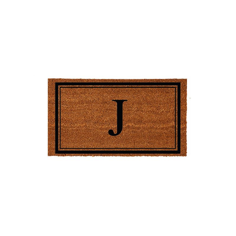 Evergreen Monogram Indoor Outdoor 100% Natural Coir Doormat 28" x 16" |  Letter  "J", 1 of 4