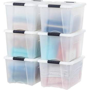 Iris USA 6 Pack 19qt Plastic Storage Bin with Lid and Secure Latching Buckles, Pearl