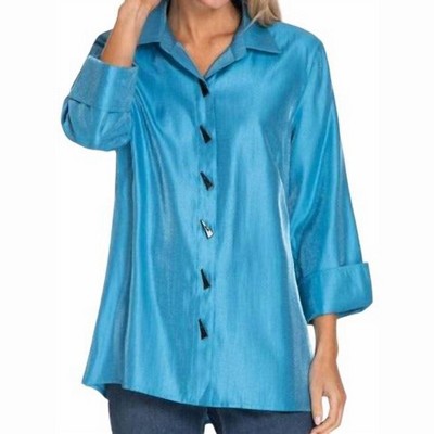 Women's Turn-up Cuff Button Front High-Low Shirt - Multiples