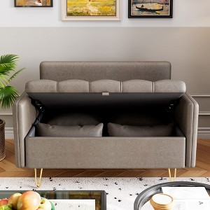 44.5 Inch Small Modern Loveseat Sofa Couch with Storage Under Seat Cushion - 1 of 4