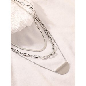 SOHI Women's Metallic Silver The Curve Chainlink Multi-Layer Necklace - 1 of 4