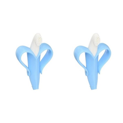 Maison Banana Teether Self soothing Pain Relief Soft Silicone Teething Toy Blue 2 Pack Target