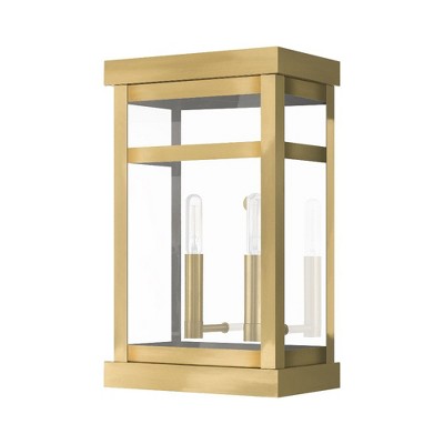 Antique Brass Gold Lantern Sconce with Clear Glass
