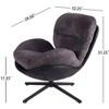 Ridstar Upholstered Modern Metal Chenille & Accent Chair with Leather Fluid 360 Degree Swivel For Reading, Living Room-Dark Gray - 2 of 4