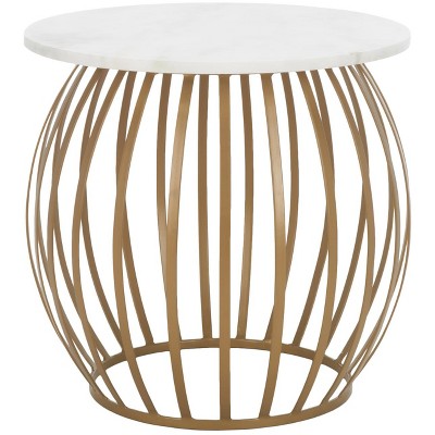 Explorer Round Accent Table - White Marble/Gold - Safavieh