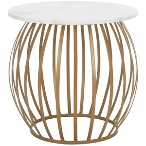 Explorer Round Accent Table - ACC4609A - White Marble/Gold - Safavieh - 1 of 4