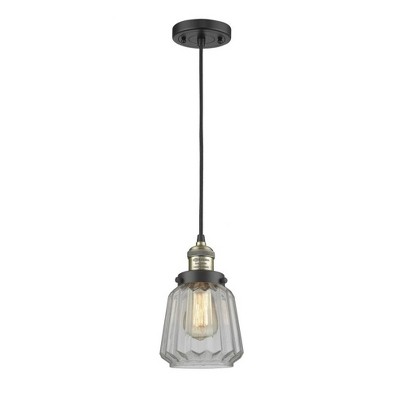 Chatham - 1 Light Cord Hung Mini Pendant In Art Deco Style-11 Inches Tall and 7 Inches Wide