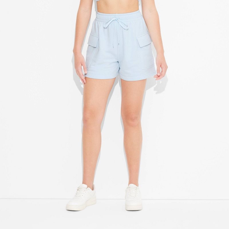 Women's Mid-Rise Cargo Sweat Shorts - Wild Fable™, 3 of 7