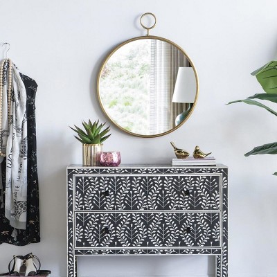 Round Gold Metal Wall Mirror, Decorative Vanity Mirror with Hanging Ring for Living Room or Dressing Table – The Pop Home