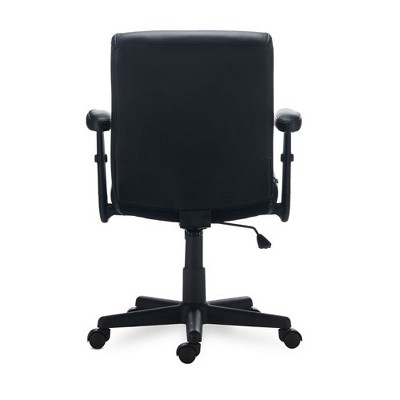 Executive Black Leather Swivel Chair with Adjustable Arms