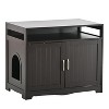 TinyHomie Litter Box Enclosure, Cat Litter Box Furniture with Hidden Plug, 2 Doors Indoor Cat Washroom Storage Bench Side Table Cat House - 4 of 4