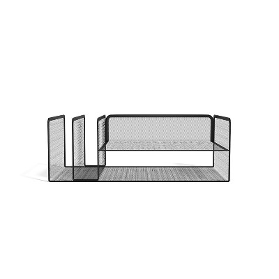 Matte Black Metal Mesh 4-Compartment Letter Tray Sorter