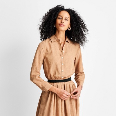 Women's Long Sleeve Collared Button-Down Shirt - Future Collective