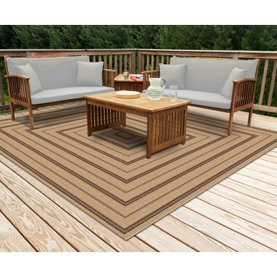 Sahara Multi Natural Round Flat Woven Synthetic Rug