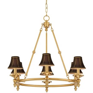 Stiffel Hartley 28"W Antique Gold 6-Light Chandelier with Black Shade - 1 of 4