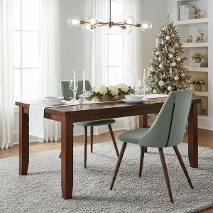 Homy Casa Velvet Upholstered High Back Dining Chairs with Wood-Look Metal Legs, Small Space, Holiday Gathering, Aqua Blue (Set of 2) - 1 of 4