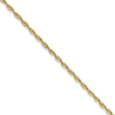 Black Bow Jewelry 1.8mm, 14k Yellow Gold Light Diamond Cut Rope Chain Necklace