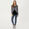 Anna-Kaci Women's Ribbed Knit Top with Leopard Print Contrast and V-Cut Design - 3 of 4