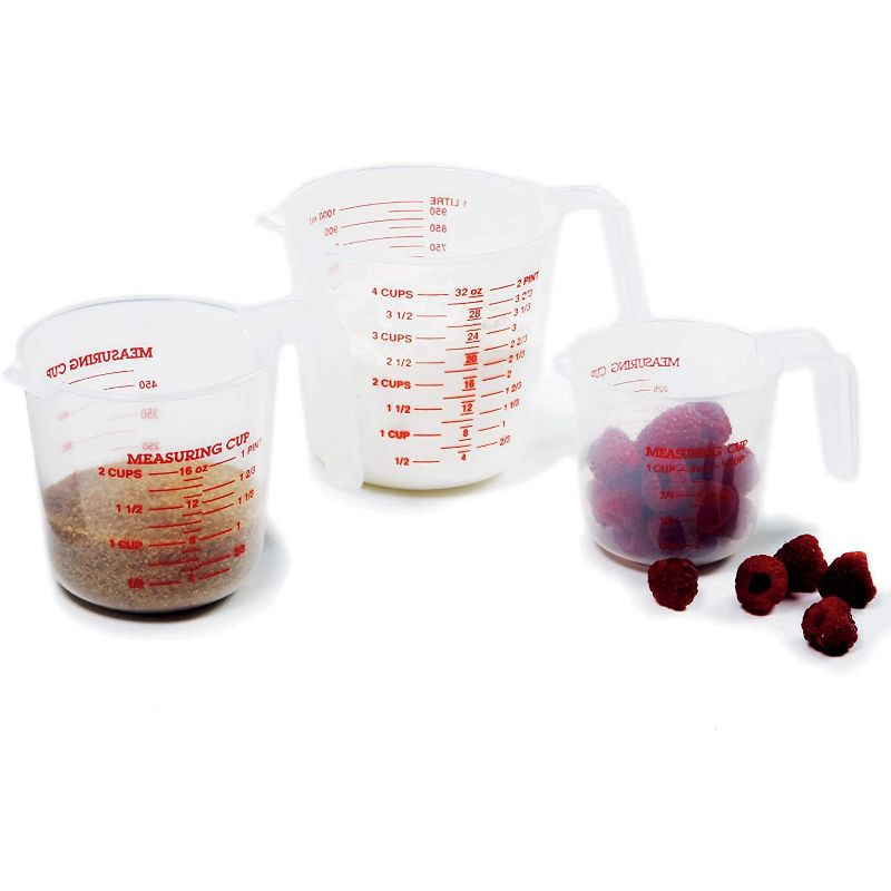 Norpro 1 Plastic Measuring Cup, Multicolored 1 cup, 2 cup, 4 cup Volume (3 Pack), 4 of 5