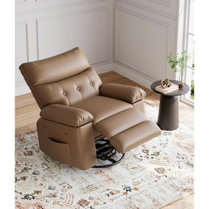Oversized Wide Recliner Chair - 360° Rocker Swivel Recliner, PU Leather Manual Recliner, with 1.5X Sponge Filling & Easy Recline Mechanism - 1 of 4