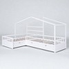 Twin Size L-Shaped House Platform Bed with Roof Frame and 3 Storage Drawers, Solid Wood and MDF Frame - 3 of 4