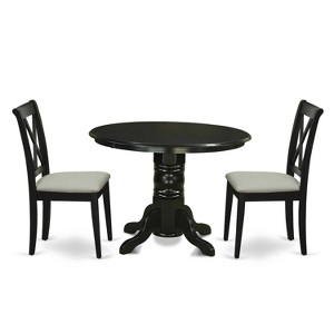 HomeStock 3-Pc Black Finish Solid Wood Top-Round Dining Room Set-Seats 4 - 1 of 4
