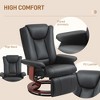 PU Leather Manual Swivel Recliner Chair with Footrest, 135¡ã Recline and 360¡ã Swivel Base - 3 of 4